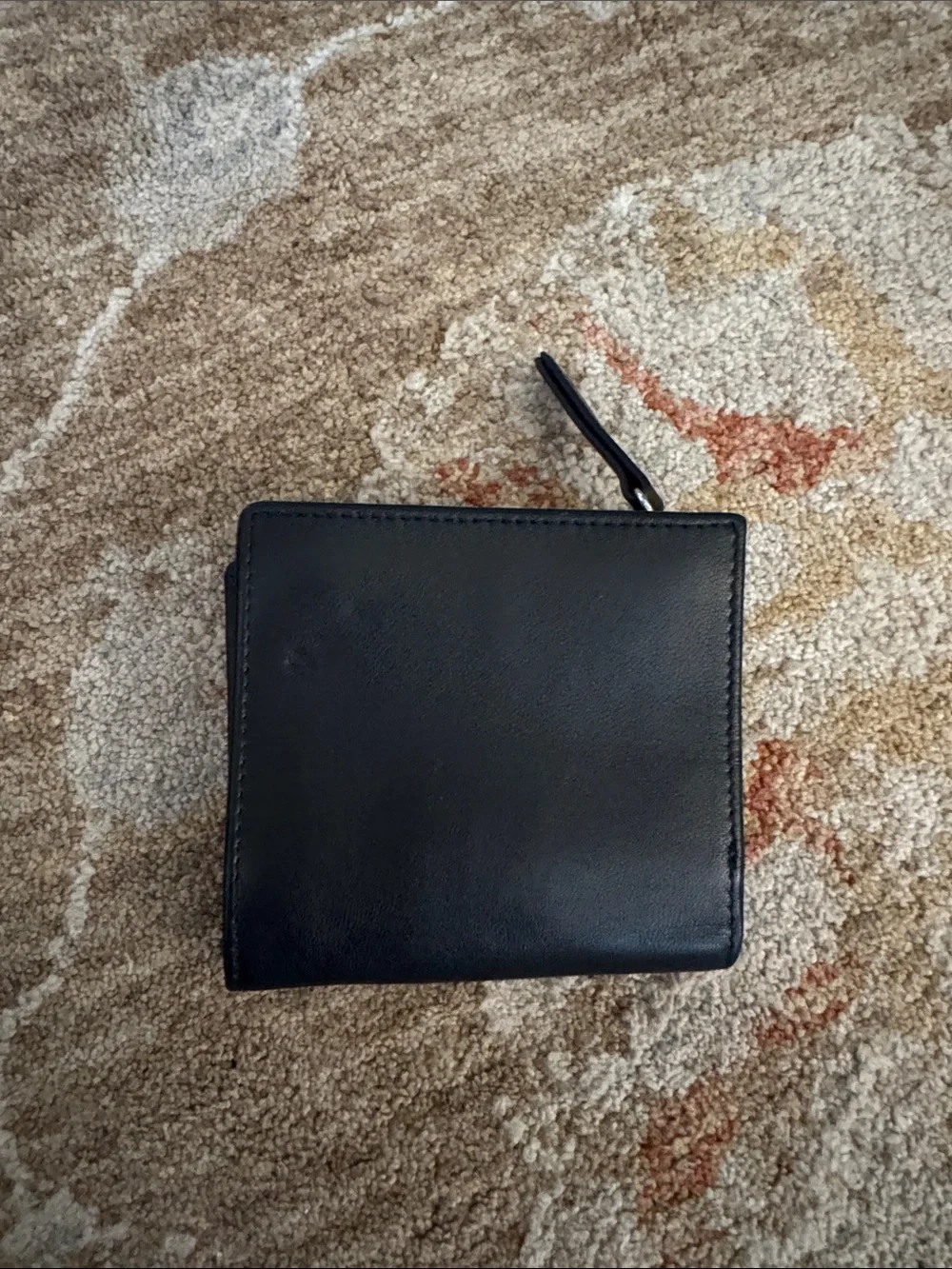 Thacker Black Zip Wallet with Silver Leaf Accent